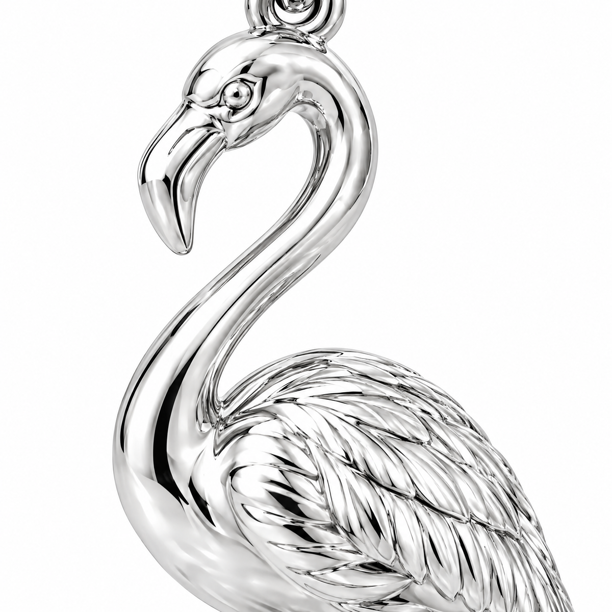 Flamingo Silver Mini — close-up detail; AI-generated design visualization