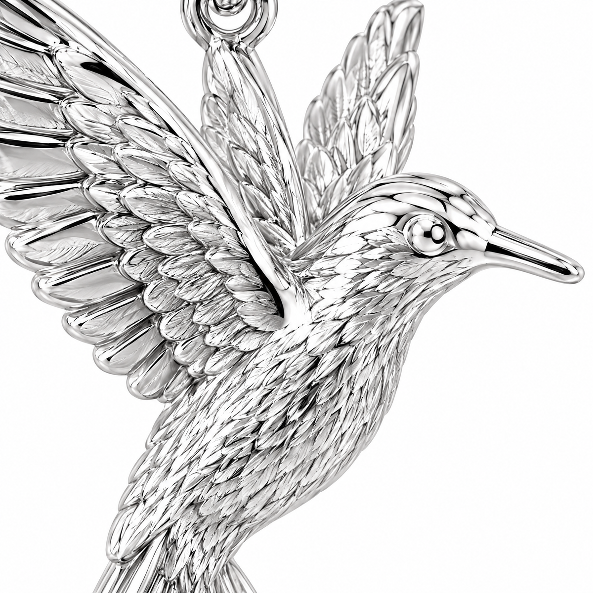 Hummingbird Silver Mini — close-up detail; AI-generated design visualization