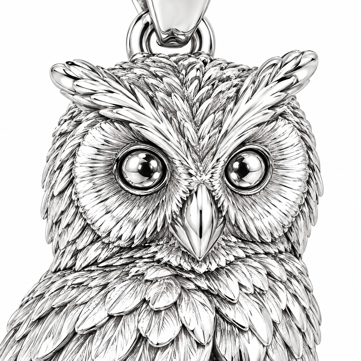 Owl Silver Mini — close-up detail; AI-generated design visualization