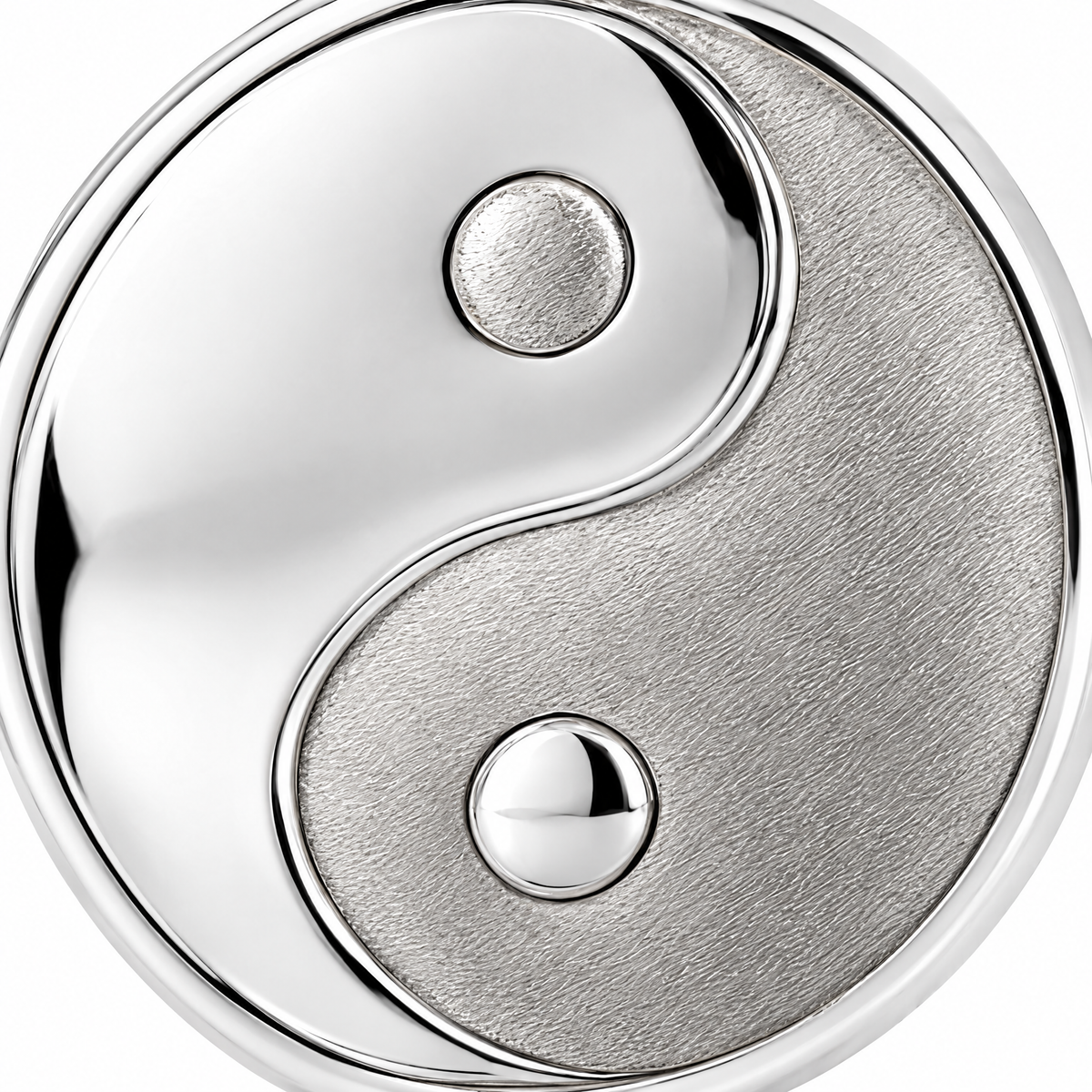 Yin-yang Silver Mini — close-up detail; AI-generated design visualization