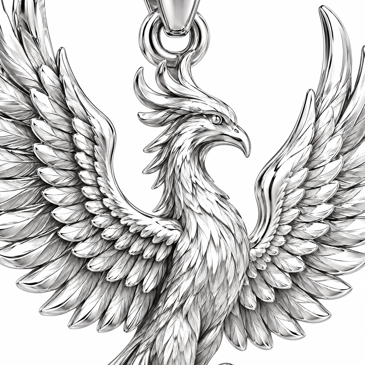 Phoenix Silver Mini — close-up detail; AI-generated design visualization