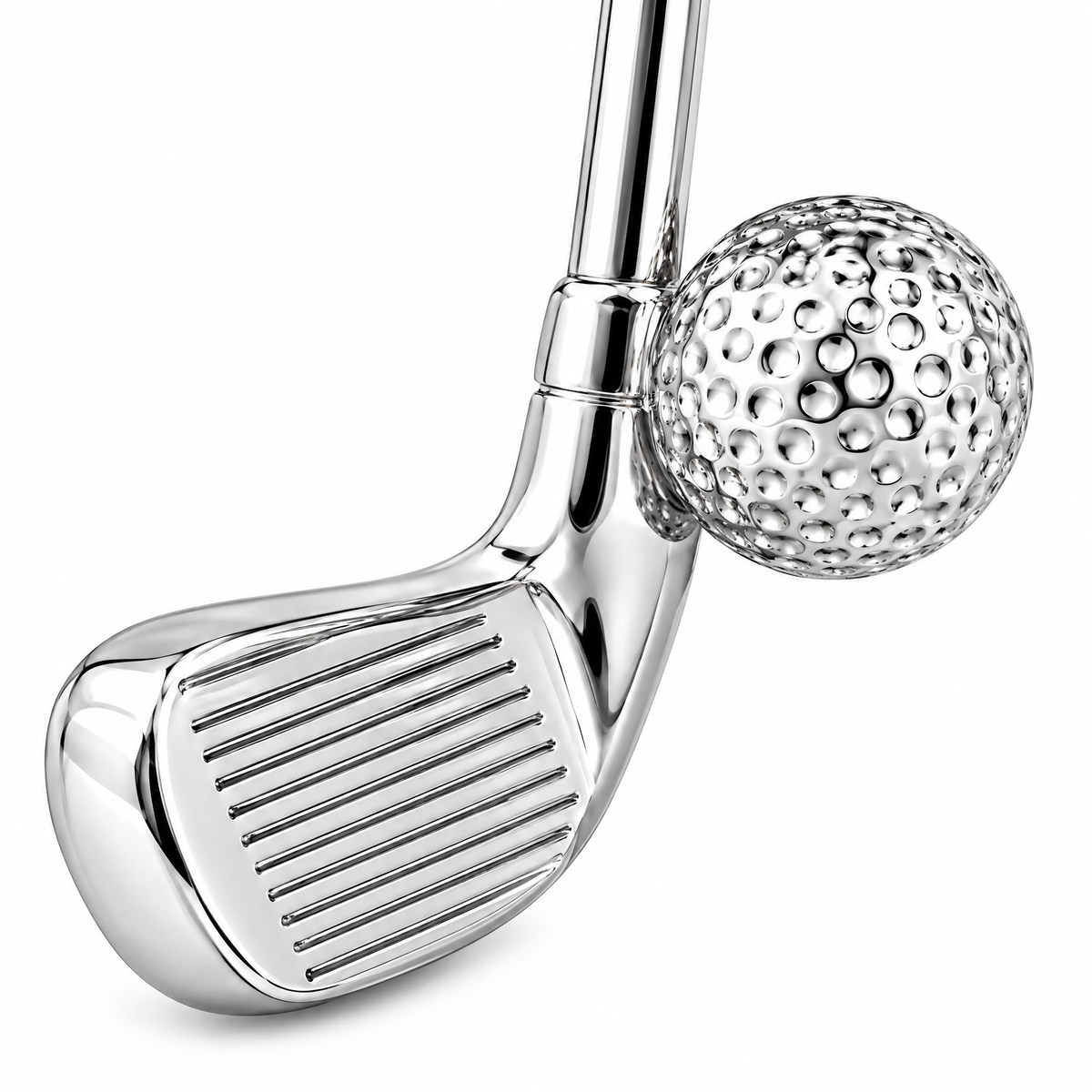 Golf club and ball Silver Mini — close-up detail; AI-generated design visualization