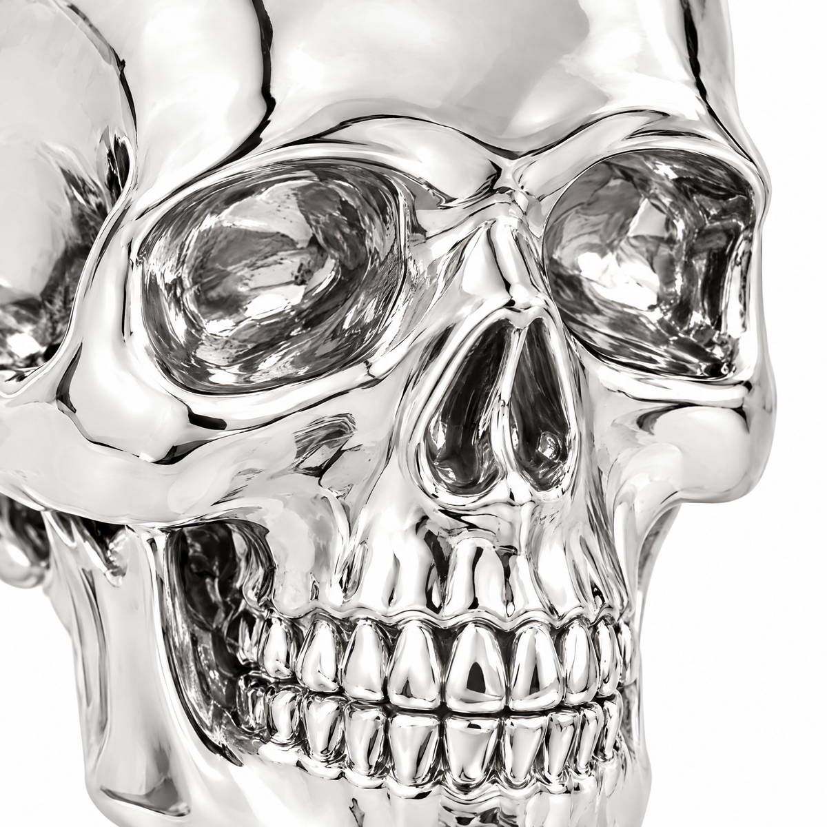 Skull Silver Pendant — close-up detail; AI-generated design visualization