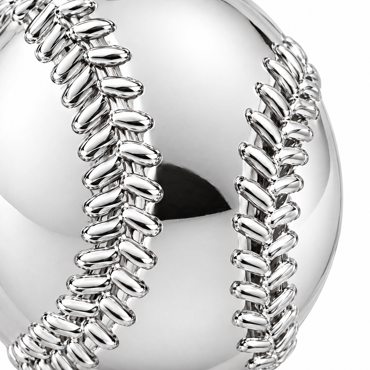 Baseball Silver Mini — close-up detail; AI-generated design visualization