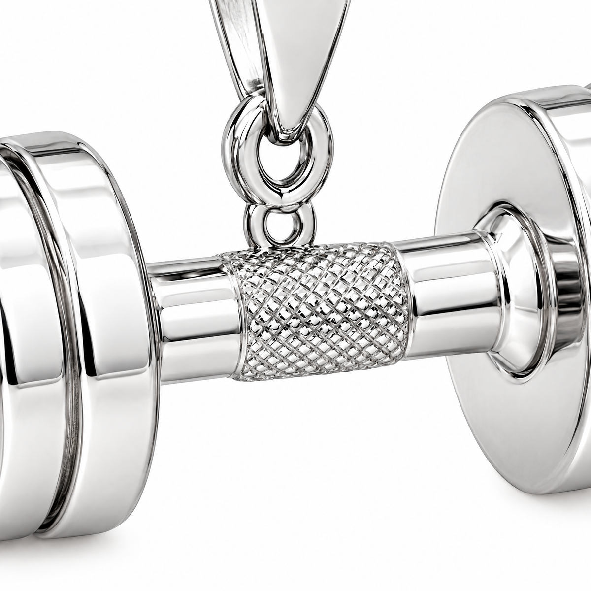 Dumbbell Silver Mini — close-up detail; AI-generated design visualization