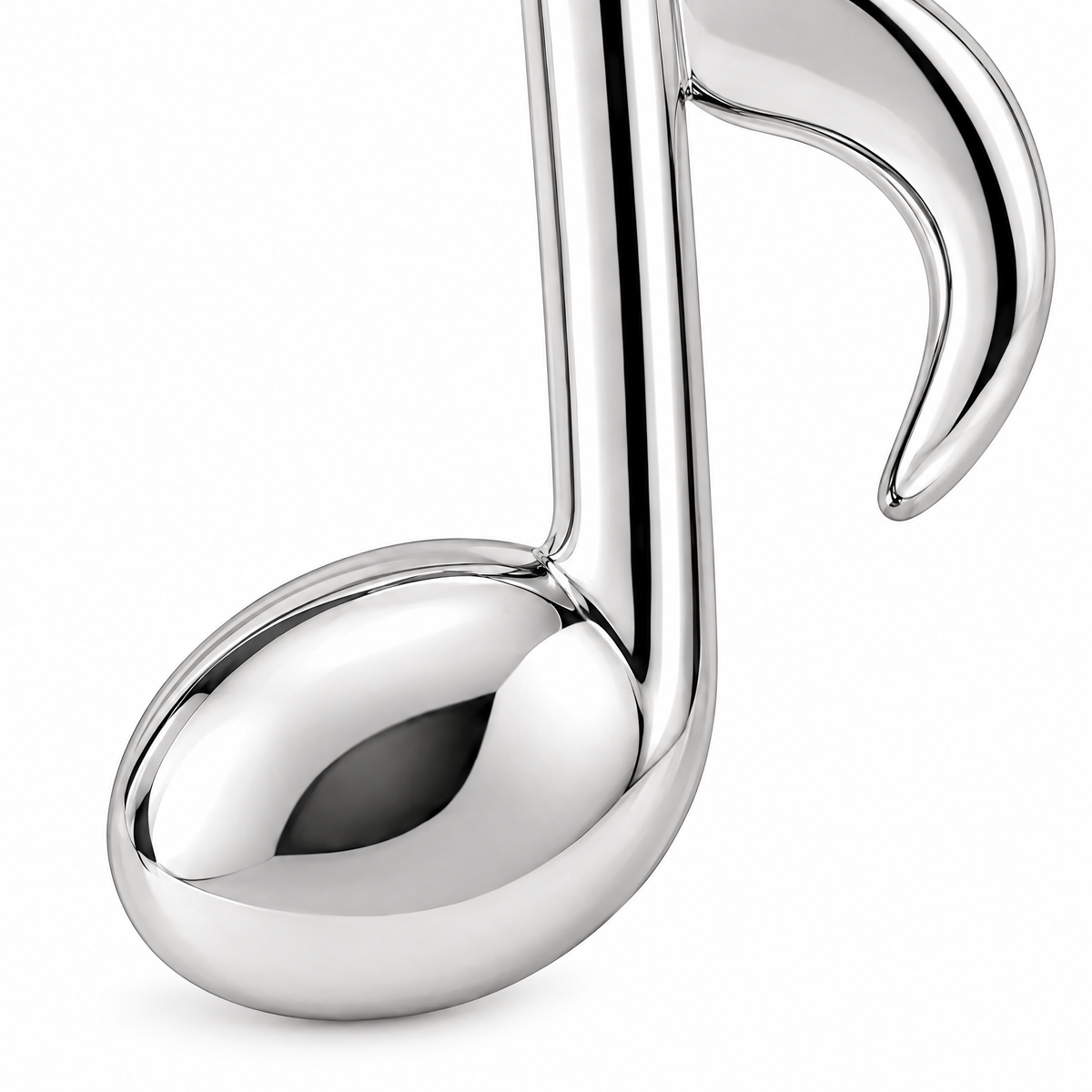 Music note Silver Mini — close-up detail; AI-generated design visualization