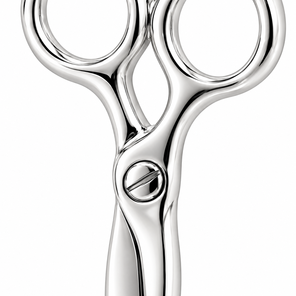 Hairdresser scissors Silver Mini — close-up detail; AI-generated design visualization
