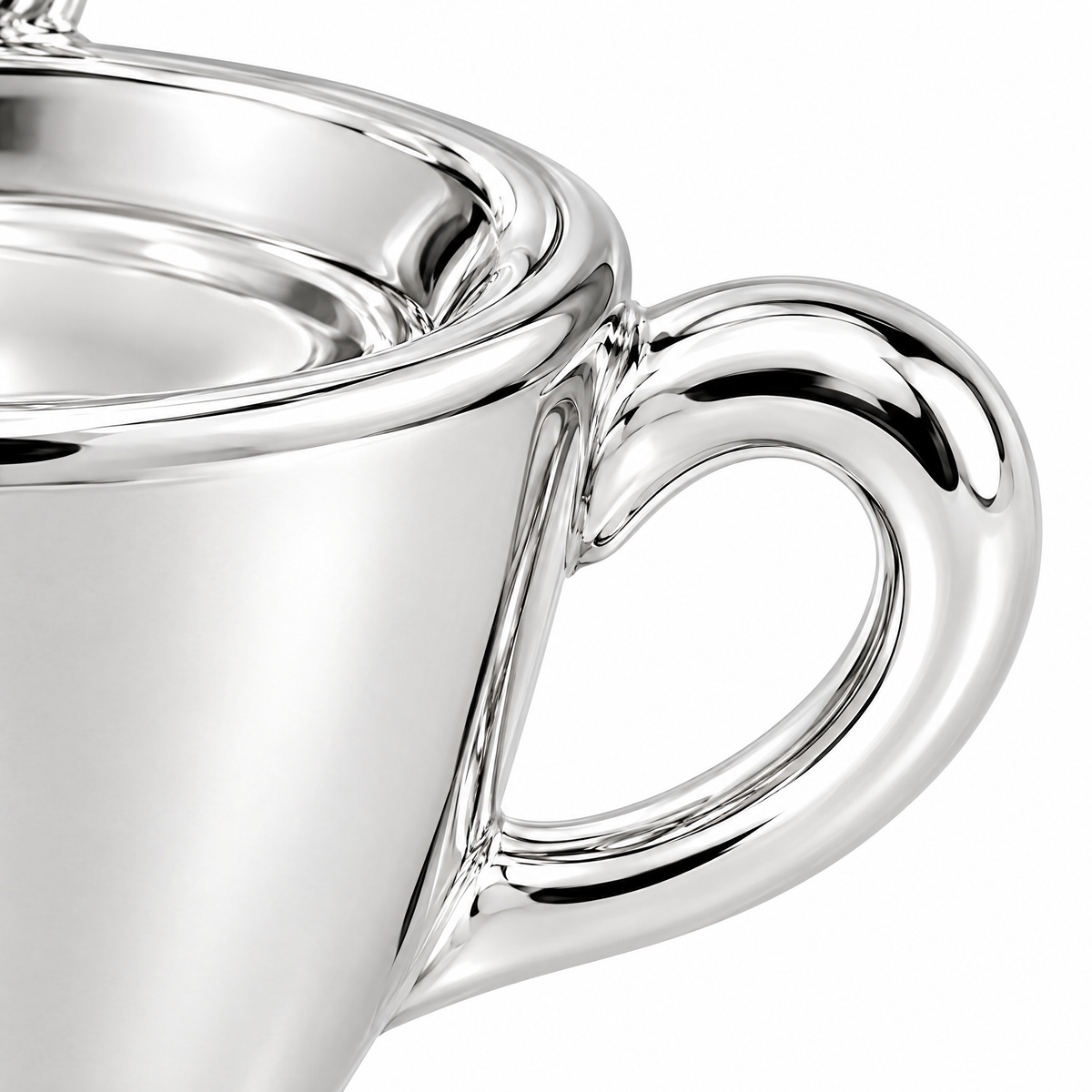 Coffee cup Silver Mini — close-up detail; AI-generated design visualization