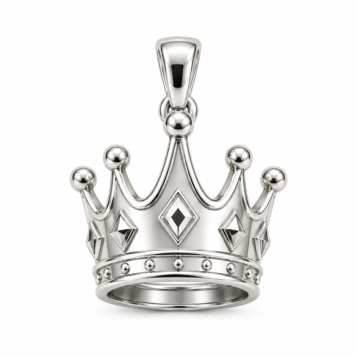 Crown silver counterpart — full white-metal design reference; AI-generated rendering