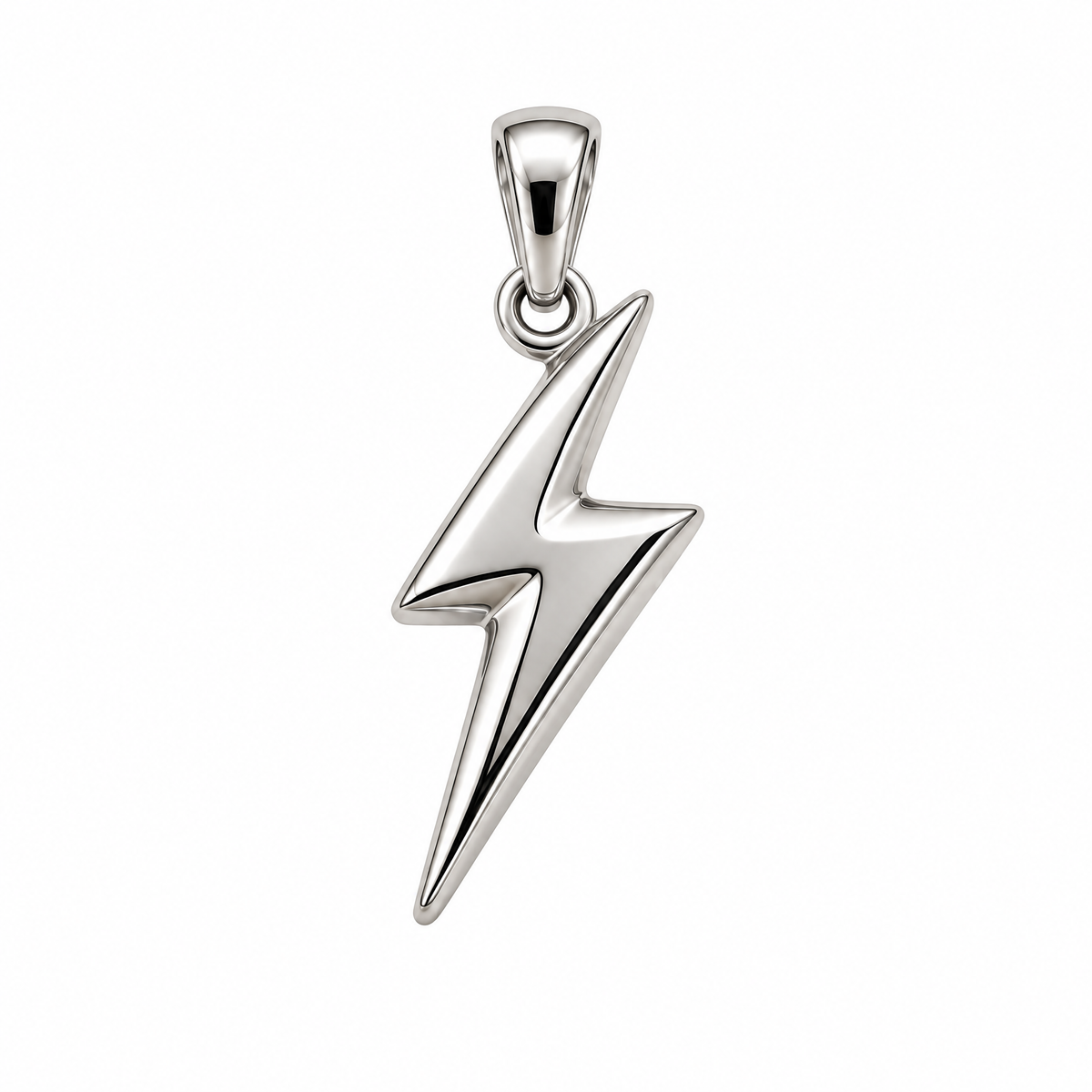Lightning bolt silver counterpart — full white-metal design reference; AI-generated rendering