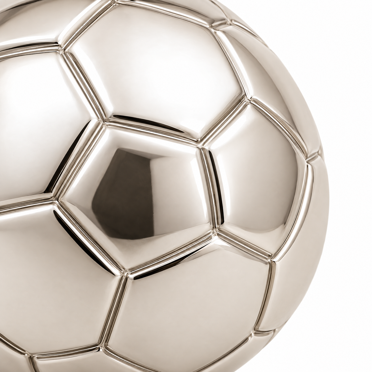Soccer ball Silver Pendant — close-up detail; AI-generated design visualization