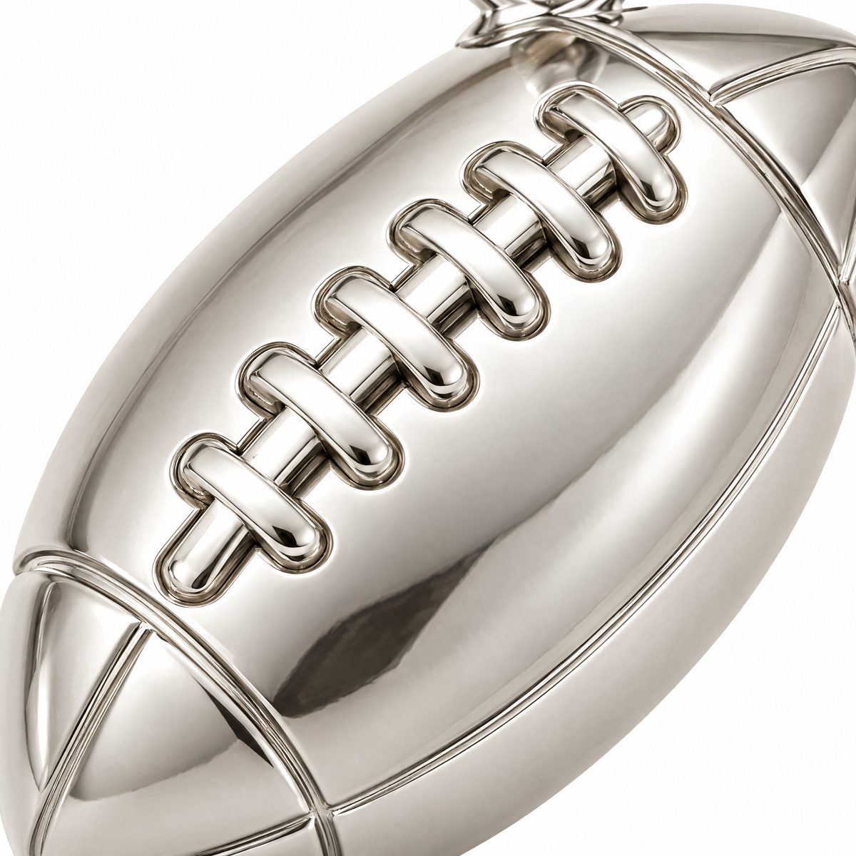 American football Silver Mini — close-up detail; AI-generated design visualization