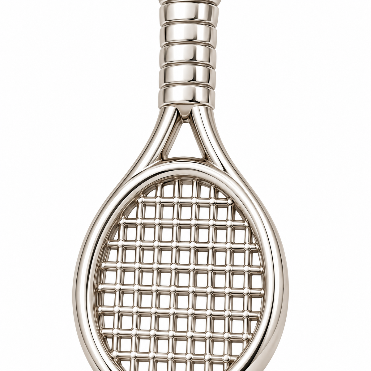 Tennis racket Silver Mini — close-up detail; AI-generated design visualization