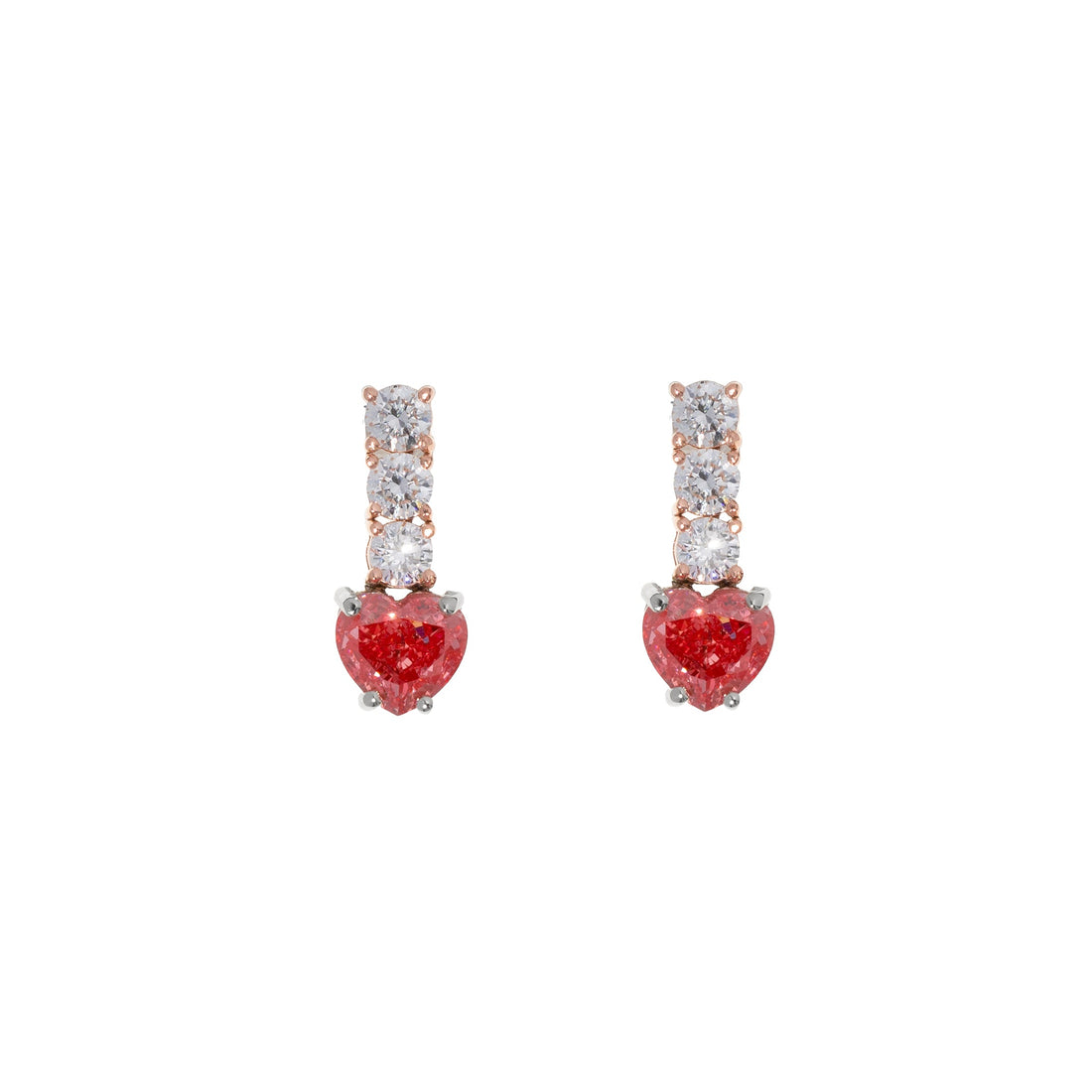 Lab-grown diamond heart earrings – 14K rose and white gold – 1Luxury Miami