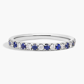 Riviera Pavé Sapphire and Diamond Ring in 14k White Gold (1.5mm)