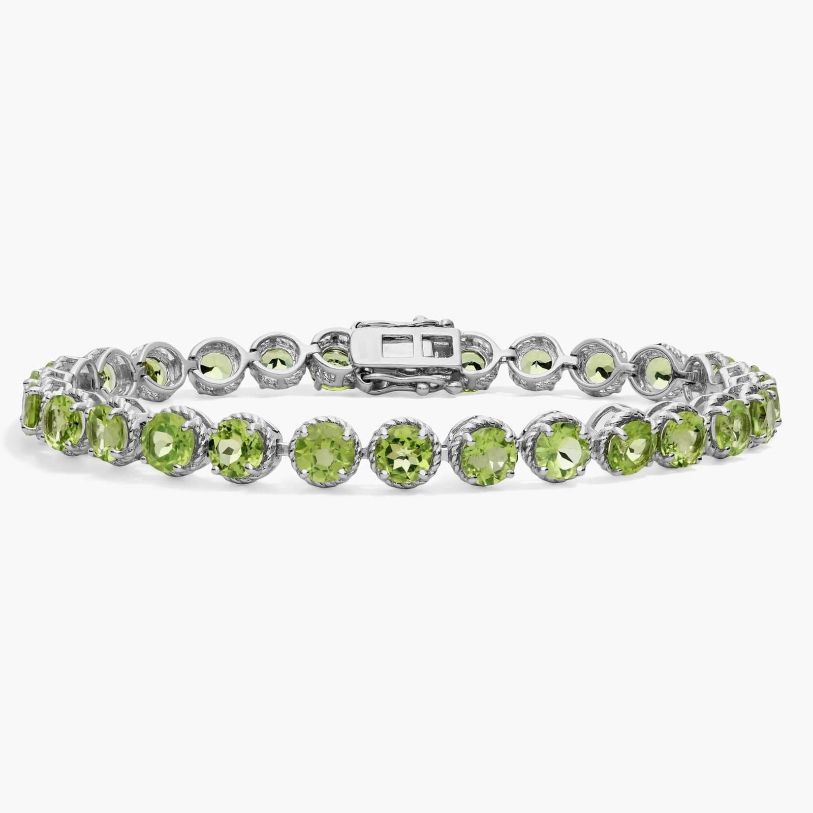 Peridot Round Rope Bracelet in Sterling Silver (5mm)