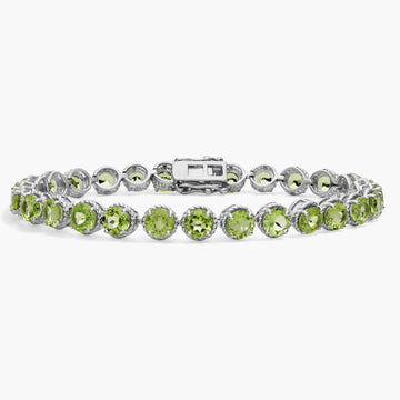 Peridot Round Rope Bracelet in Sterling Silver (5mm)