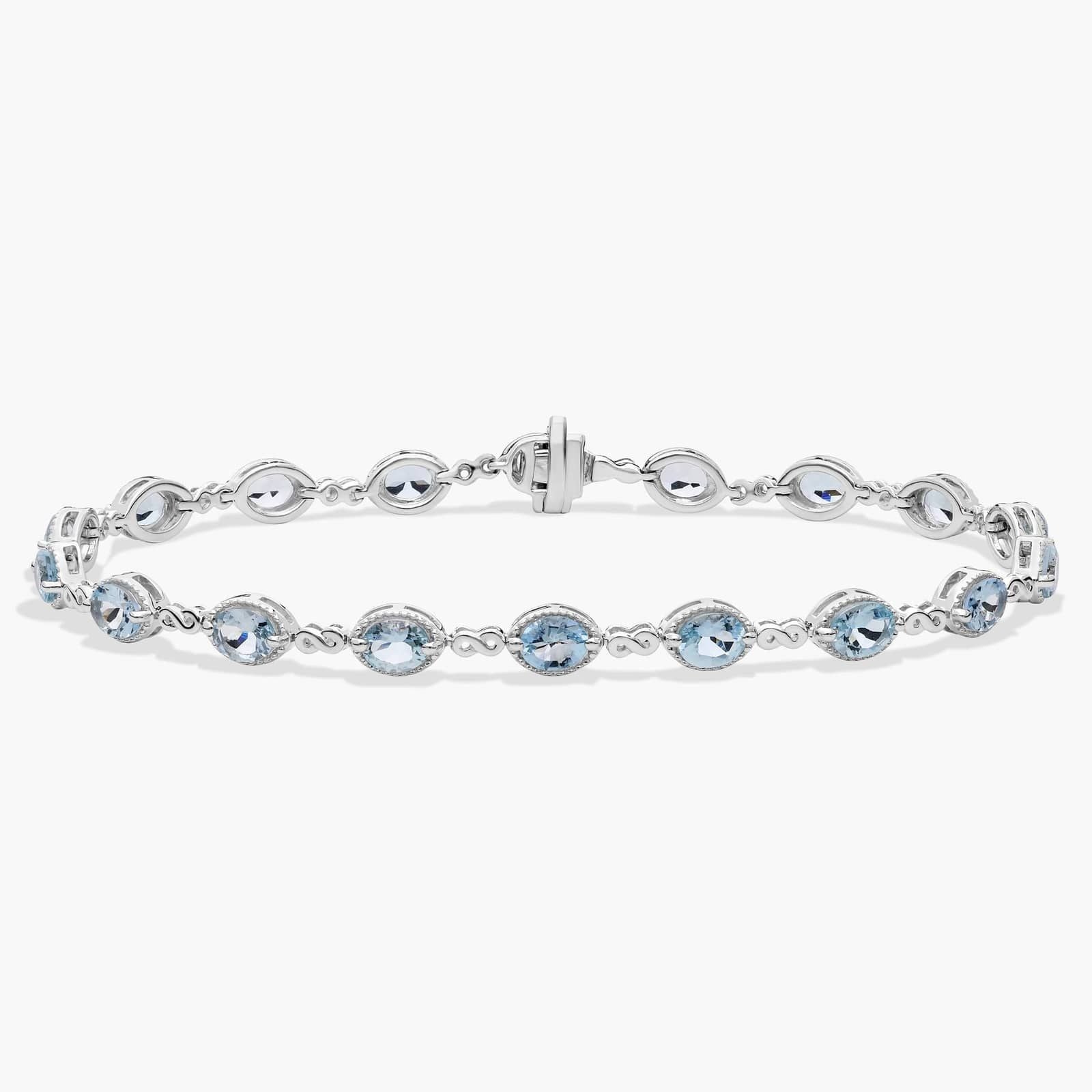 Aquamarine Infinity Link Bracelet in 14k White Gold