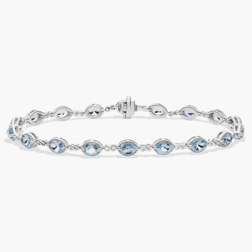 Aquamarine Infinity Link Bracelet in 14k White Gold