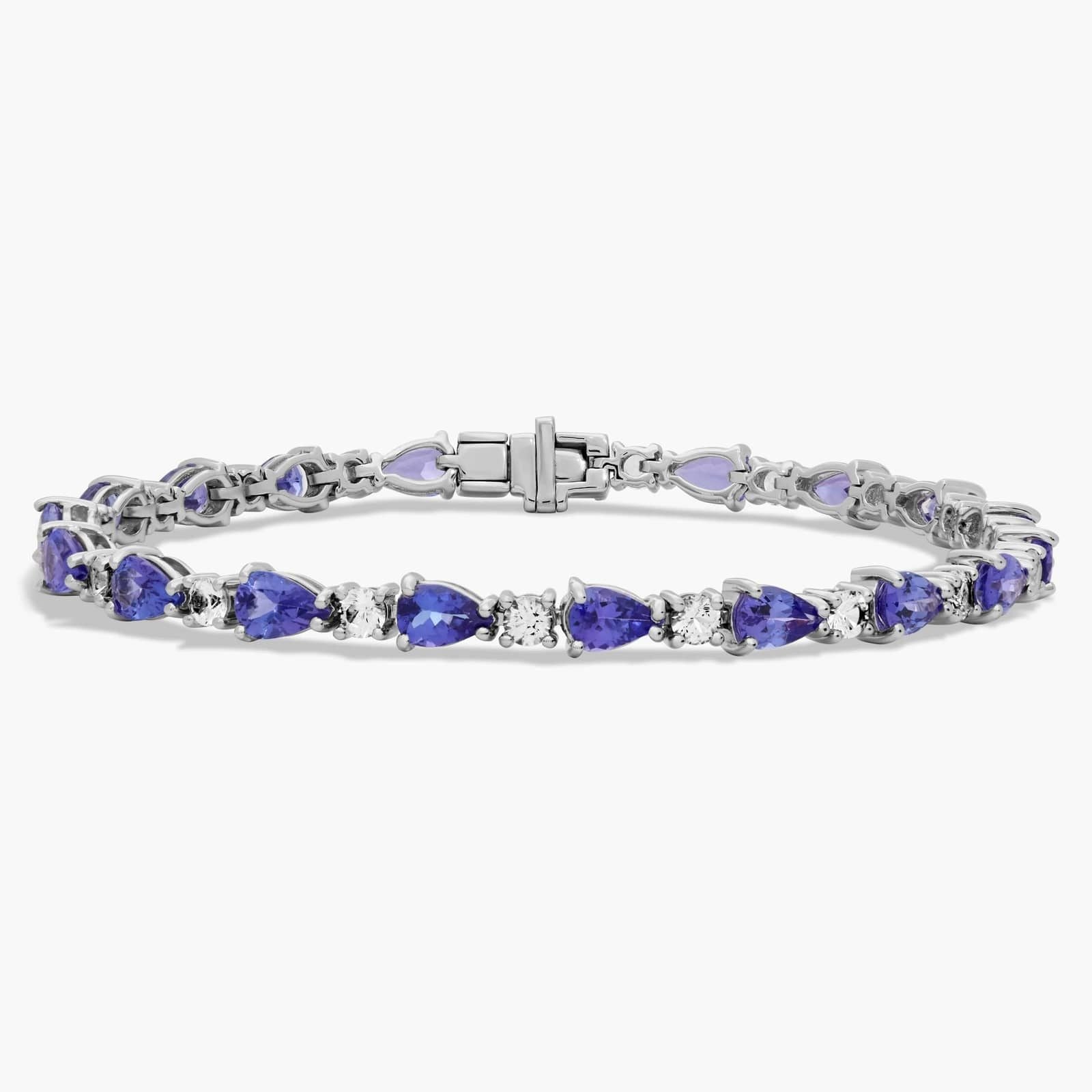 Tanzanite and White Sapphire Bracelet in 14k White Gold