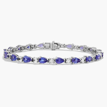 Tanzanite and White Sapphire Bracelet in 14k White Gold
