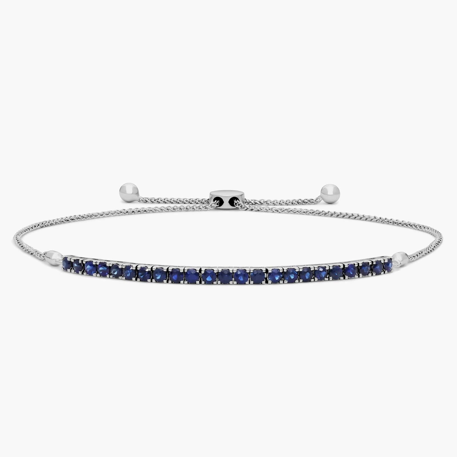 Riviera Pavé Sapphire Bolo Bracelet in 14k White Gold
