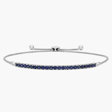 Riviera Pavé Sapphire Bolo Bracelet in 14k White Gold
