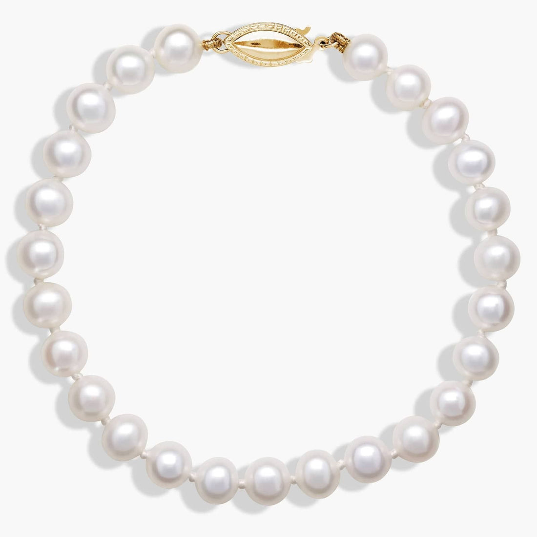 7" Freshwater Cultured Pearl Bracelet in 14k Yellow Gold (6-6.5mm)