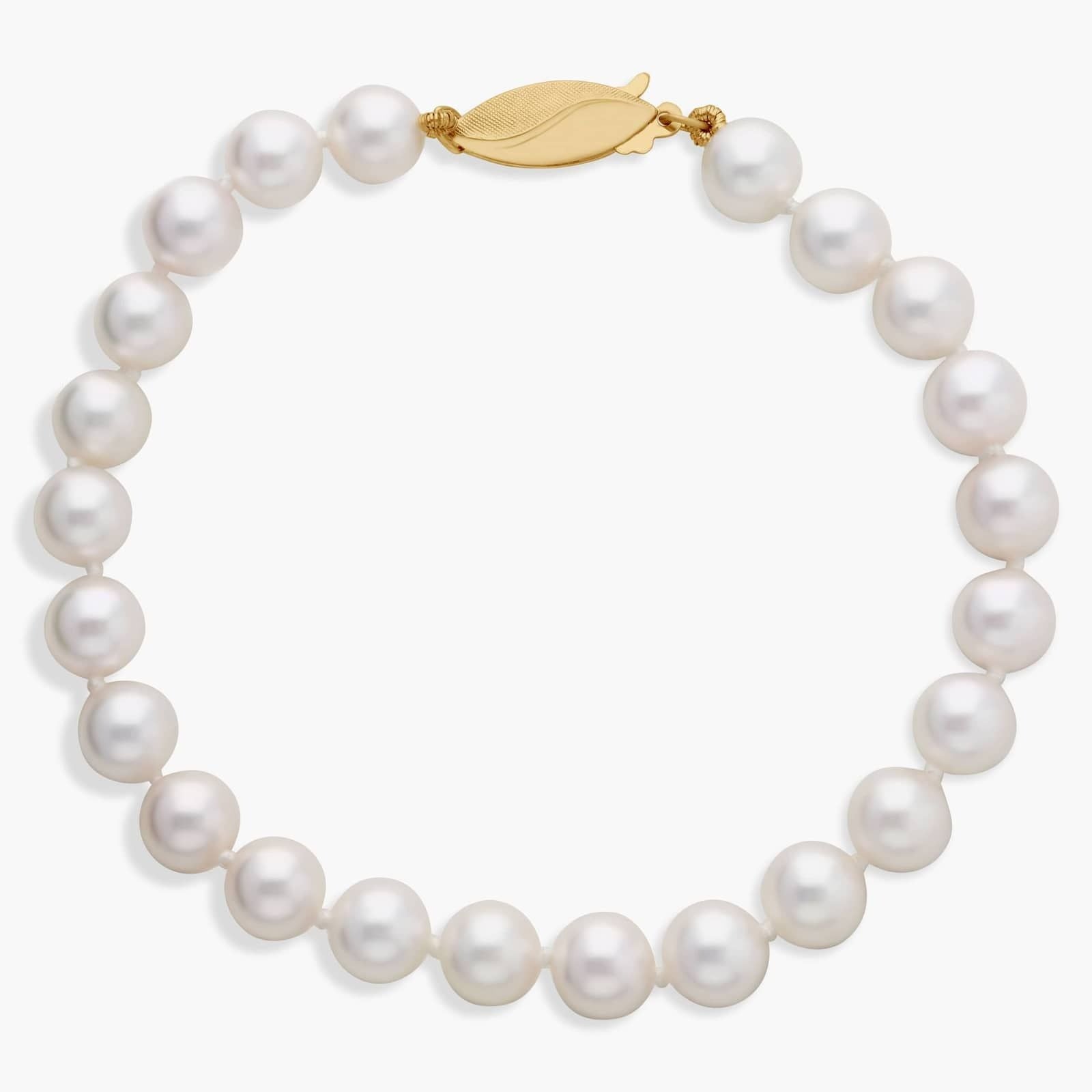 7.5" Classic Akoya Cultured Pearl Bracelet in 18k Yellow Gold (6.5-7.0mm)