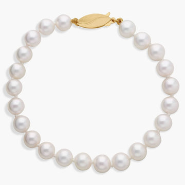 7.5" Classic Akoya Cultured Pearl Bracelet in 18k Yellow Gold (6.5-7.0mm)