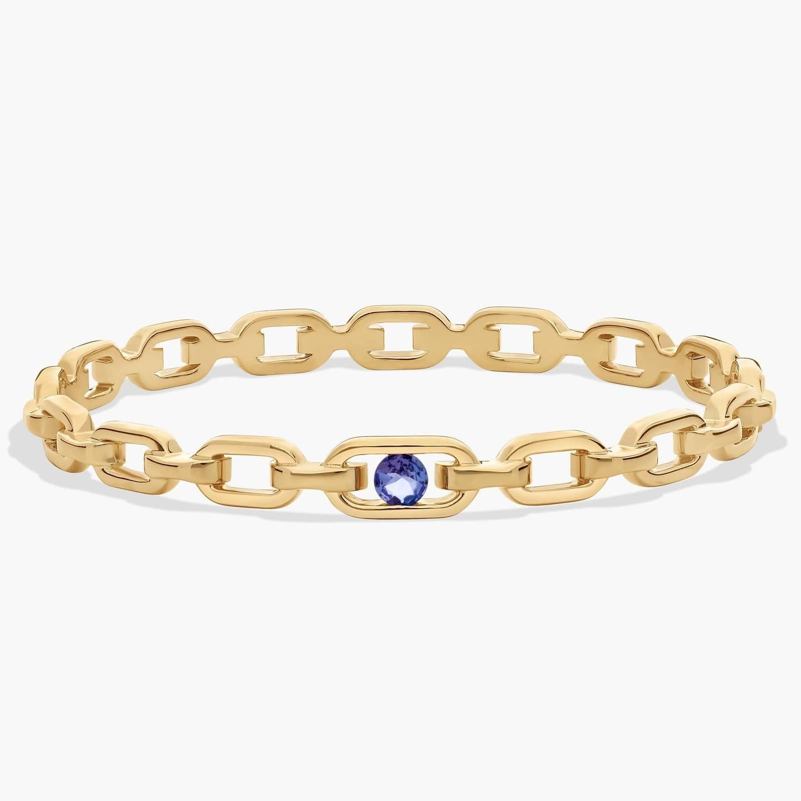Floating Tanzanite Chain Bangle in 14K Yellow Gold