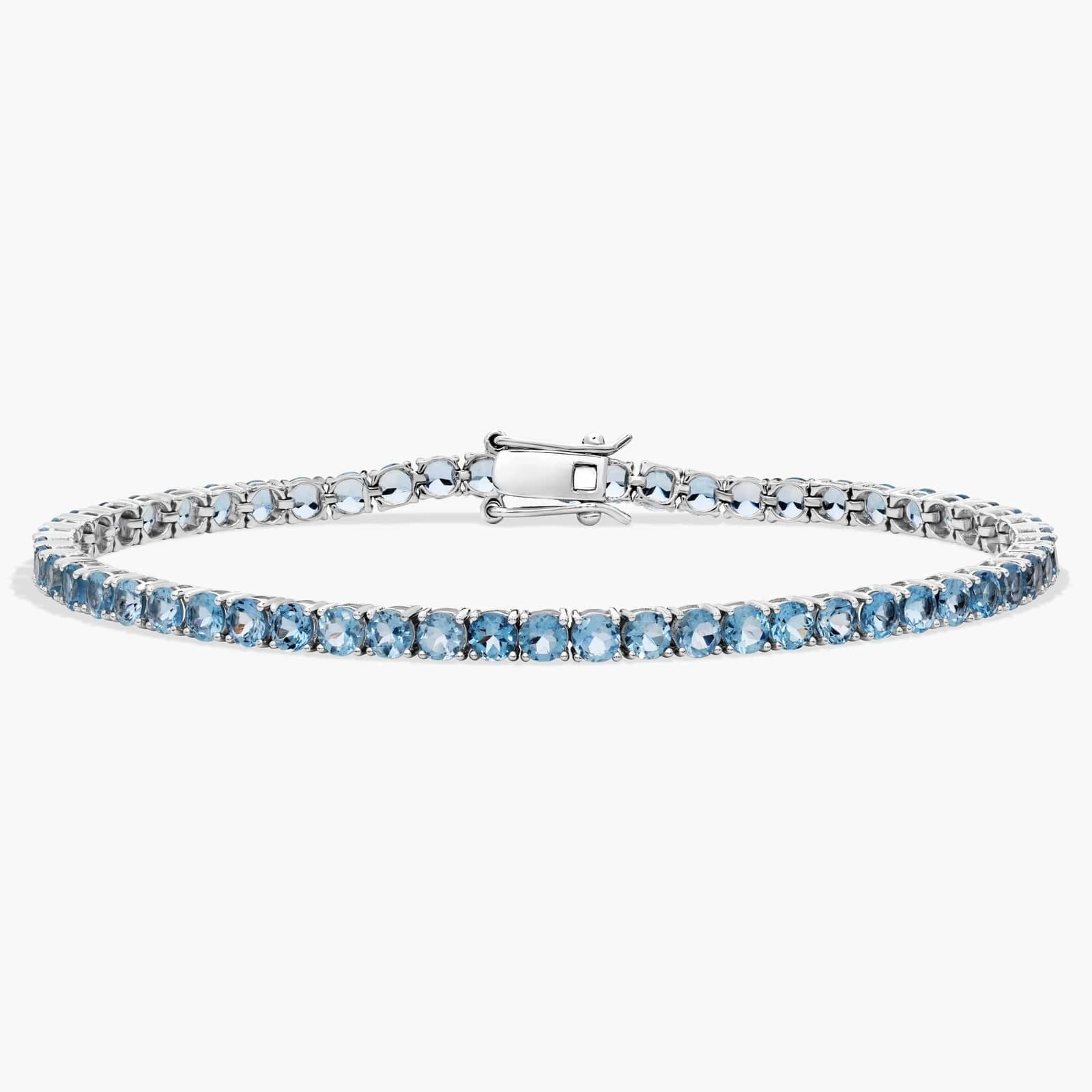 Aquamarine Birthstone Tennis Bracelet in 14K White Gold