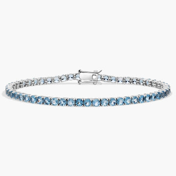 Aquamarine Birthstone Tennis Bracelet in 14K White Gold