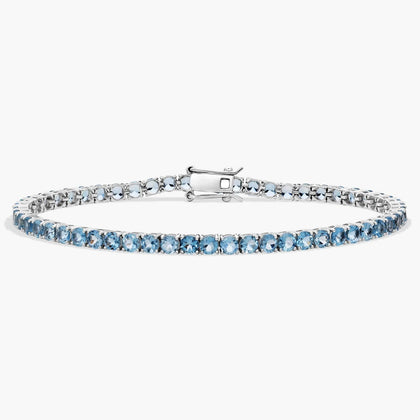 Aquamarine Birthstone Tennis Bracelet in 14K White Gold