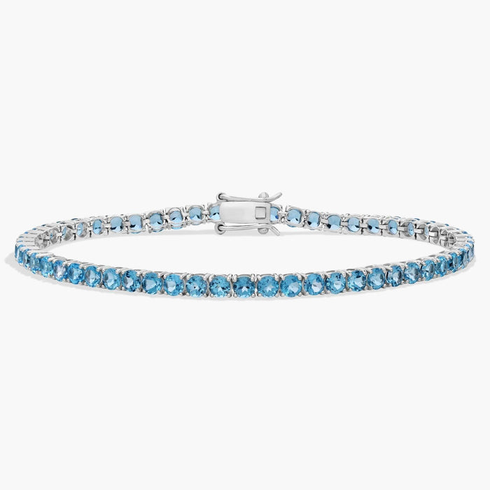 Blue Topaz Birthstone Tennis Bracelet in 14K White Gold