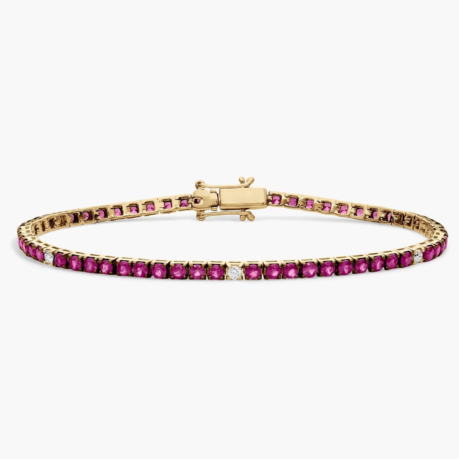 Diamond and Ruby Tennis Bracelet in 14K Yellow Gold