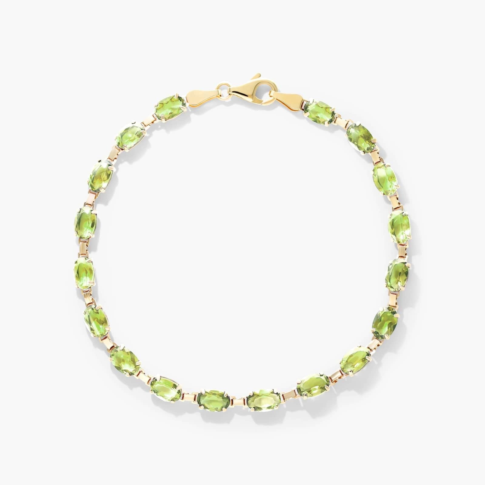 Peridot Line Bracelet In 14K Yellow Gold