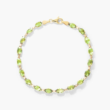 Peridot Line Bracelet In 14K Yellow Gold