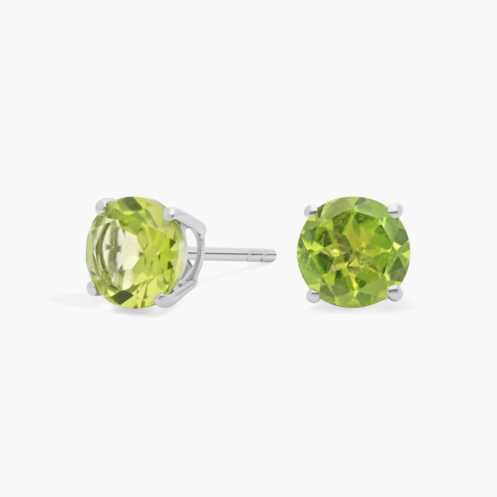 Peridot Stud Earrings in 14k White Gold (7mm)