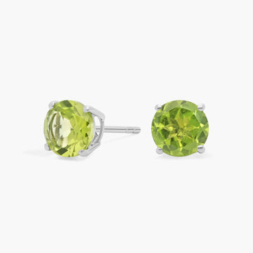 Peridot Stud Earrings in 14k White Gold (7mm)