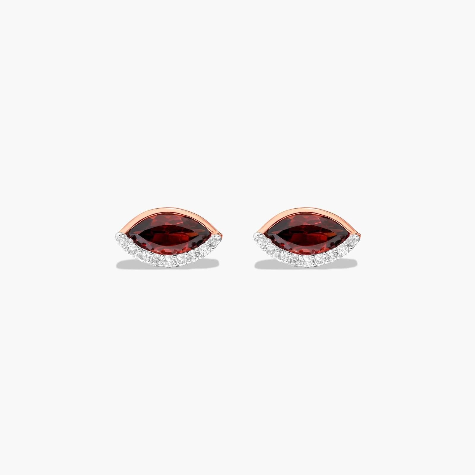 Radiant Reflections Marquise Cut Garnet Earrings In 14K Rose Gold
