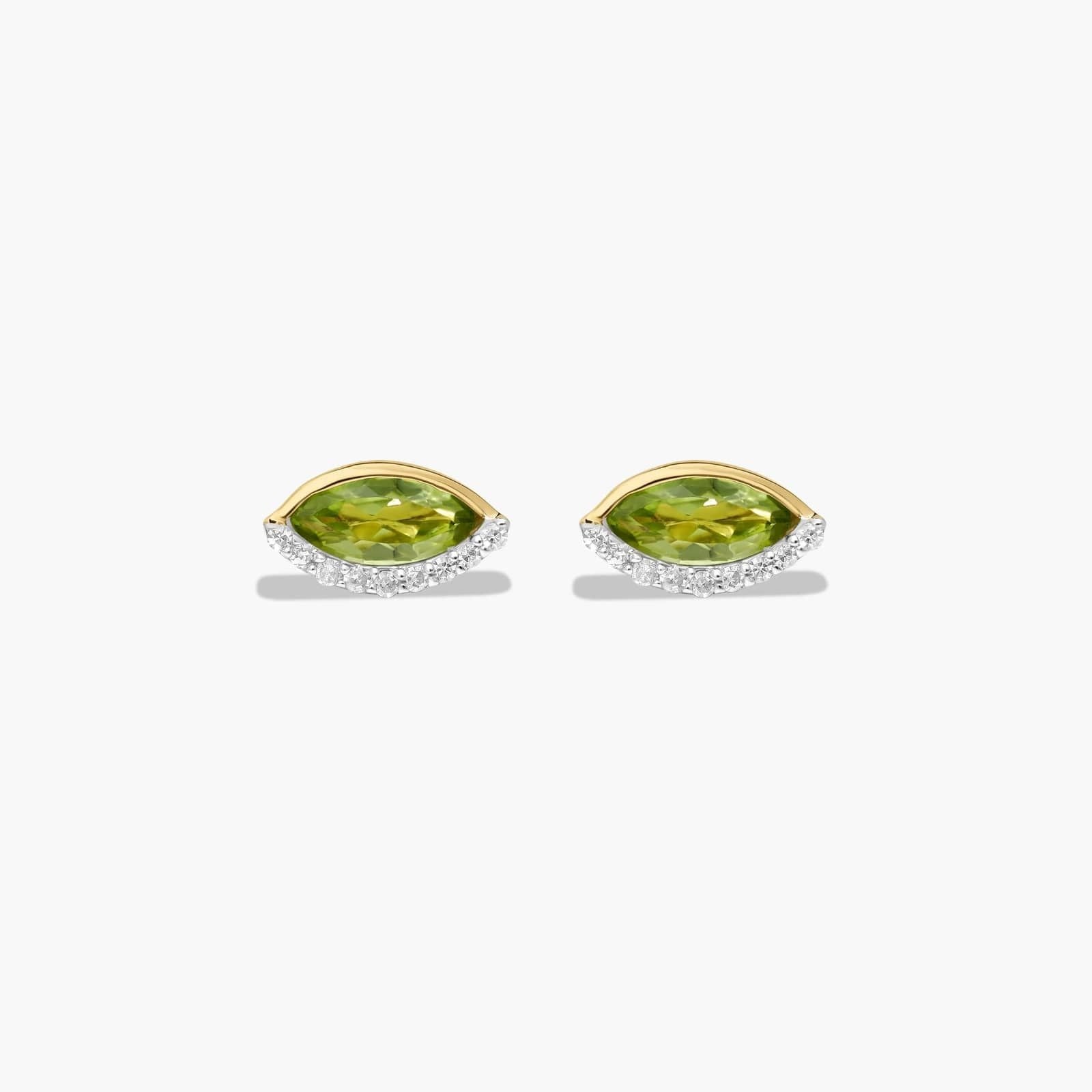 Radiant Reflections Marquise Cut Peridot Earrings In 14K Yellow Gold