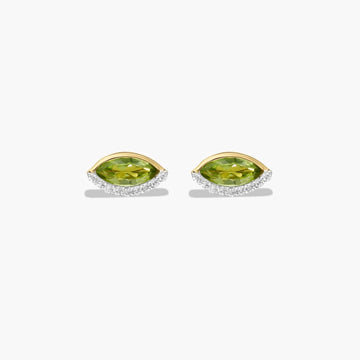 Radiant Reflections Marquise Cut Peridot Earrings In 14K Yellow Gold
