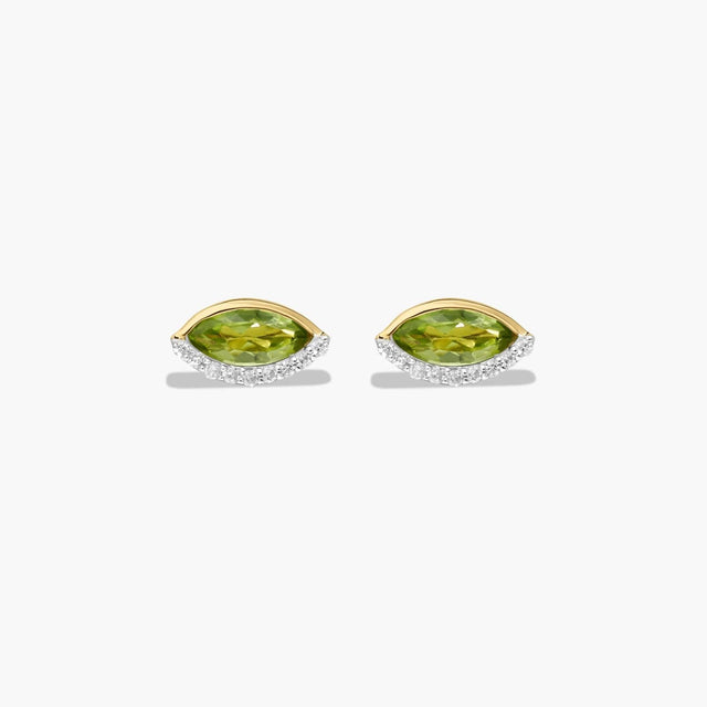 Radiant Reflections Marquise Cut Peridot Earrings In 14K Yellow Gold