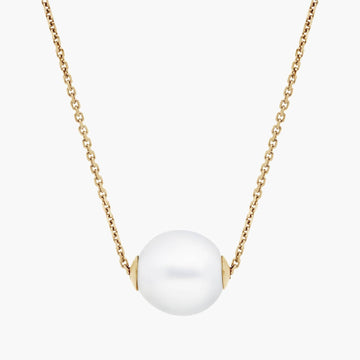 Single South Sea Pearl Station Pendant in 14K Yellow Gold (9-10 mm)