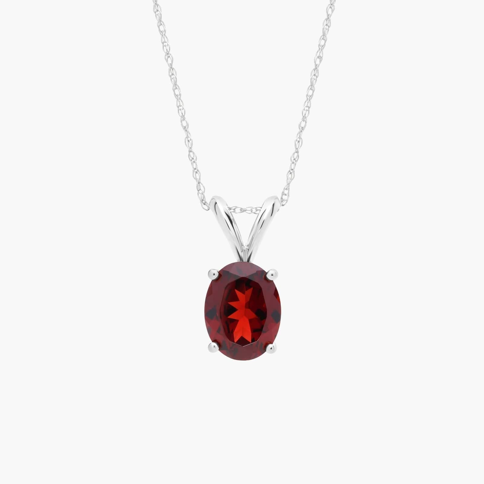 Oval Birthstone Garnet Pendant Necklace