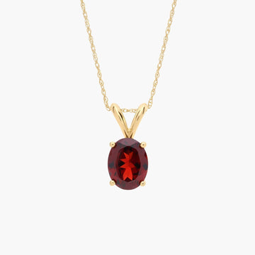 Oval Birthstone Garnet Pendant Necklace