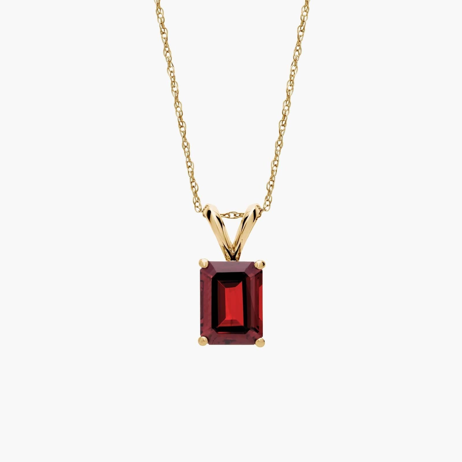 Emerald Cut Birthstone Garnet Pendant Necklace