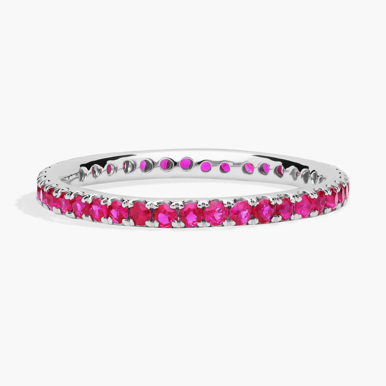 Riviera Pavé Ruby Eternity Ring in 18k White Gold (1.5mm)