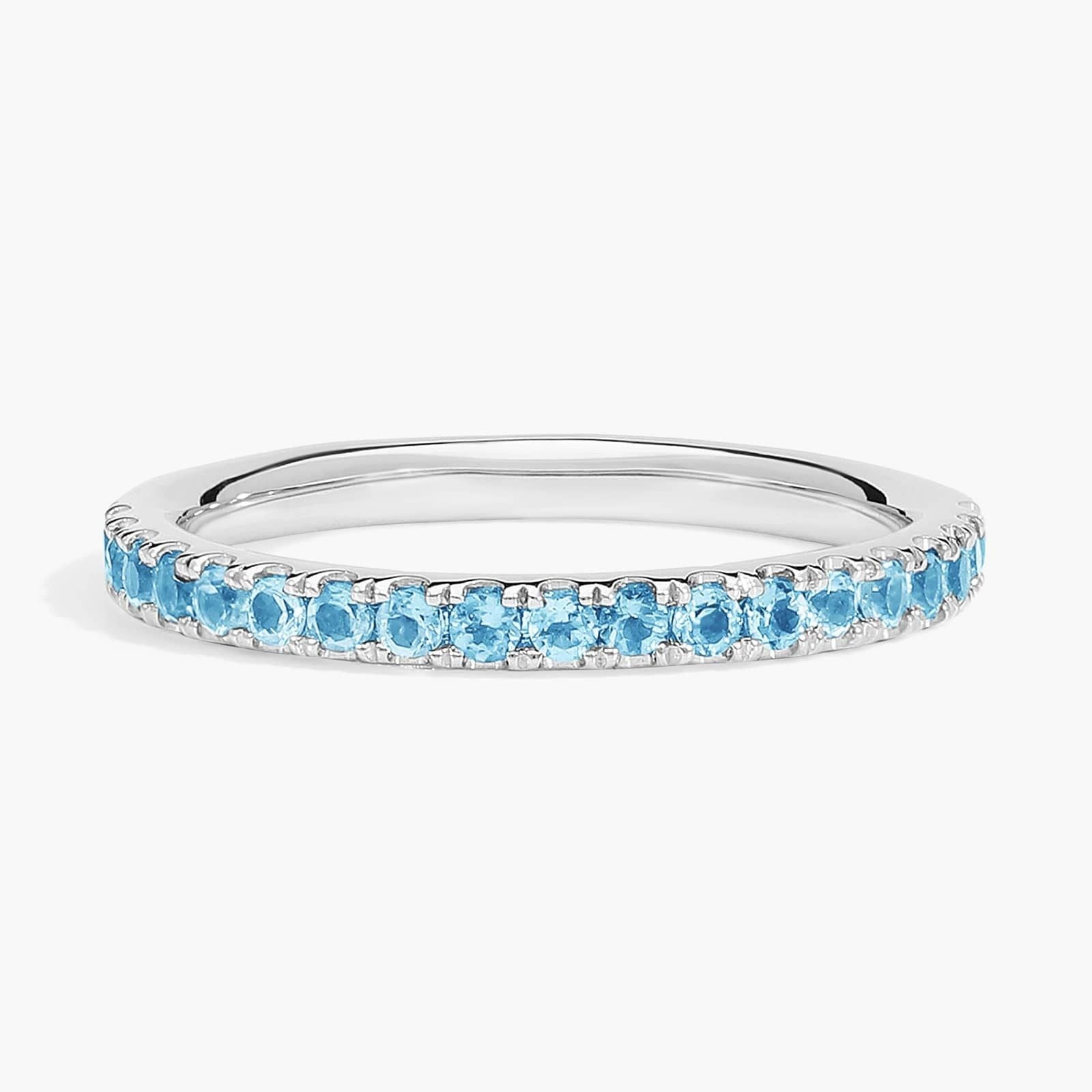 Riviera Pavé Blue Topaz Ring in 14k White Gold (1.5mm)